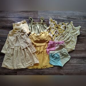 Toddler Girl 3T Summer Outfit Lot Yellow Tops &‎ Dresses 9 items